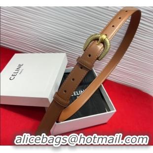 Well Crafted Celine Calfskin Leather Belt 3cm with Pin Buckle CE091102 Tan Brown 2025