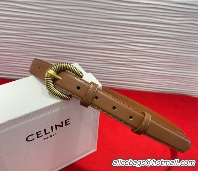 Well Crafted Celine Calfskin Leather Belt 3cm with Pin Buckle CE091102 Tan Brown 2025