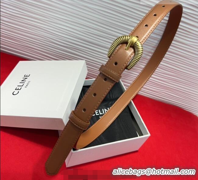 Well Crafted Celine Calfskin Leather Belt 3cm with Pin Buckle CE091102 Tan Brown 2025