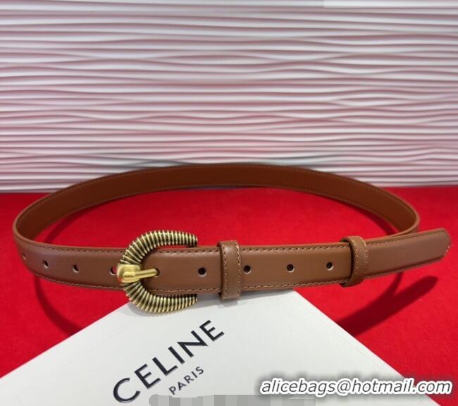 Well Crafted Celine Calfskin Leather Belt 3cm with Pin Buckle CE091102 Tan Brown 2025