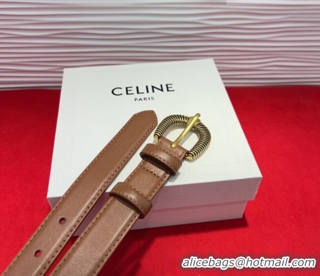 Well Crafted Celine Calfskin Leather Belt 3cm with Pin Buckle CE091102 Tan Brown 2025