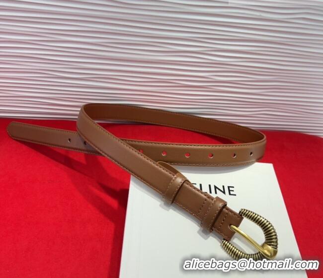 Well Crafted Celine Calfskin Leather Belt 3cm with Pin Buckle CE091102 Tan Brown 2025