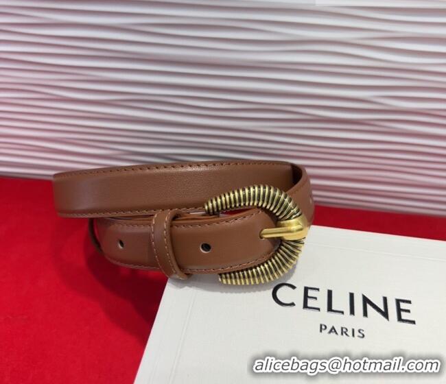 Well Crafted Celine Calfskin Leather Belt 3cm with Pin Buckle CE091102 Tan Brown 2025