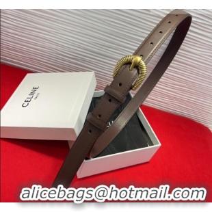 Luxury Cheap Celine Calfskin Leather Belt 3cm with Pin Buckle CE091102 Dark Brown 2025