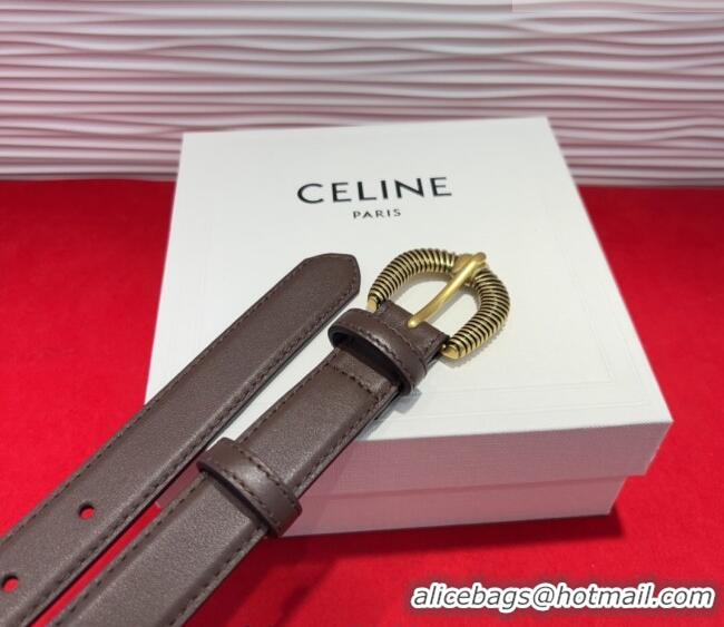 Luxury Cheap Celine Calfskin Leather Belt 3cm with Pin Buckle CE091102 Dark Brown 2025