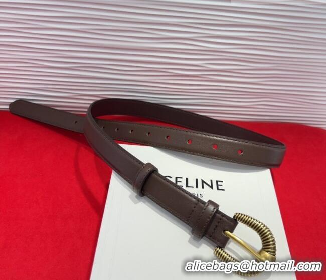 Luxury Cheap Celine Calfskin Leather Belt 3cm with Pin Buckle CE091102 Dark Brown 2025