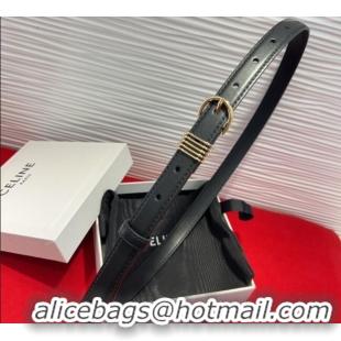 Trendy Design Celine Calfskin Leather Belt 2cm with Pin Buckle CE091103 Black 2025
