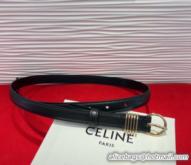 Trendy Design Celine Calfskin Leather Belt 2cm with Pin Buckle CE091103 Black 2025