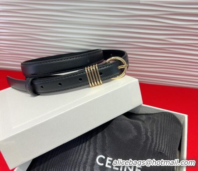 Trendy Design Celine Calfskin Leather Belt 2cm with Pin Buckle CE091103 Black 2025