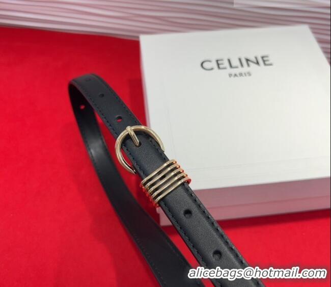 Trendy Design Celine Calfskin Leather Belt 2cm with Pin Buckle CE091103 Black 2025