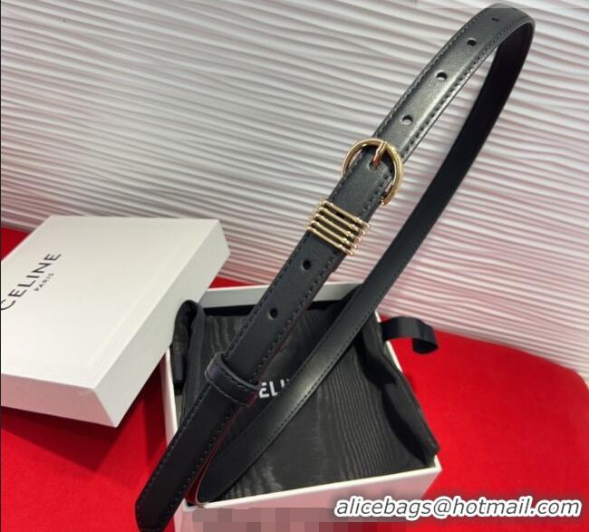 Trendy Design Celine Calfskin Leather Belt 2cm with Pin Buckle CE091103 Black 2025