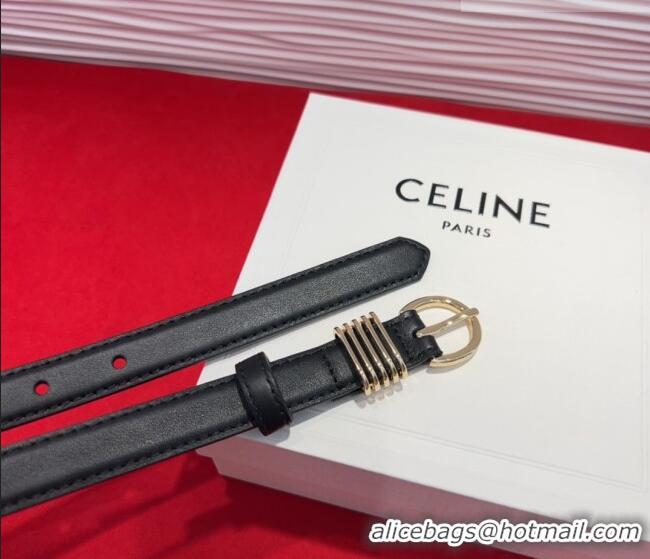 Trendy Design Celine Calfskin Leather Belt 2cm with Pin Buckle CE091103 Black 2025