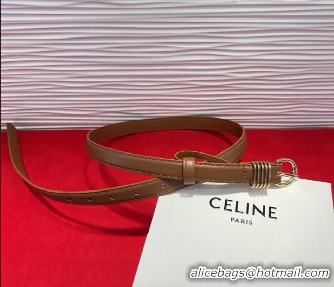 Buy Fashionable Celine Calfskin Leather Belt 2cm with Pin Buckle CE091103 Tan Brown 2025