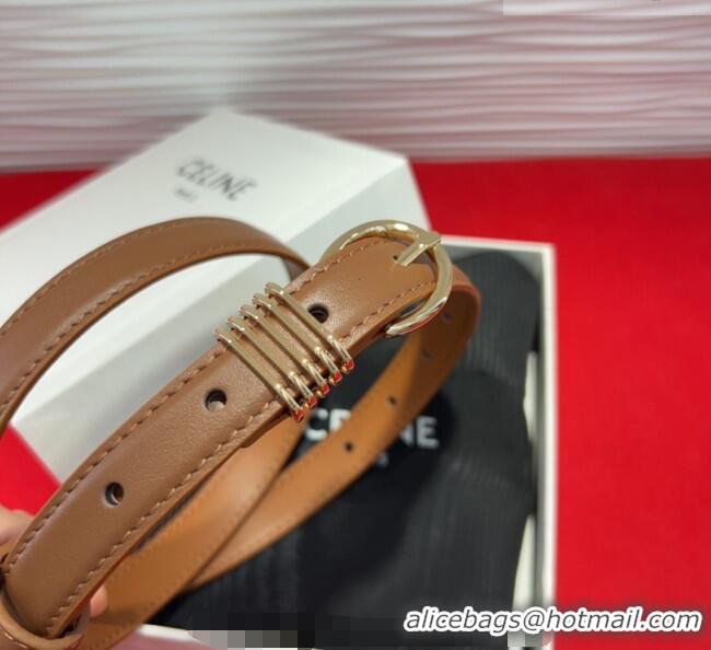 Buy Fashionable Celine Calfskin Leather Belt 2cm with Pin Buckle CE091103 Tan Brown 2025