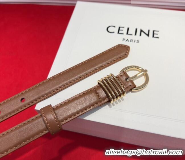 Buy Fashionable Celine Calfskin Leather Belt 2cm with Pin Buckle CE091103 Tan Brown 2025