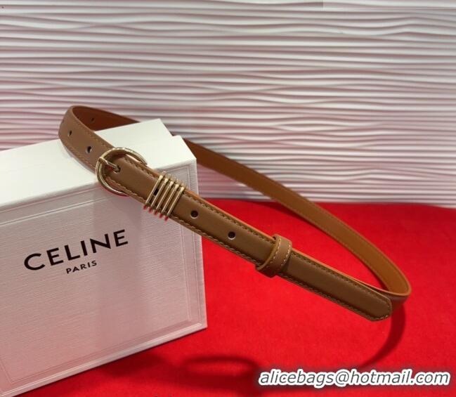 Buy Fashionable Celine Calfskin Leather Belt 2cm with Pin Buckle CE091103 Tan Brown 2025