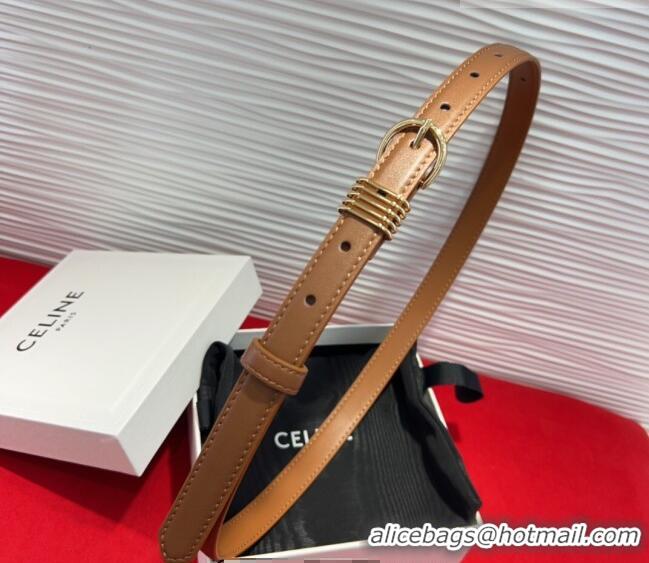 Buy Fashionable Celine Calfskin Leather Belt 2cm with Pin Buckle CE091103 Tan Brown 2025