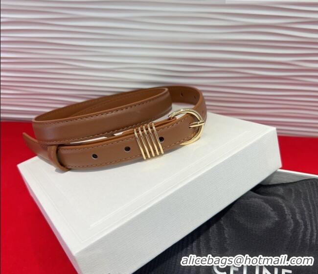 Buy Fashionable Celine Calfskin Leather Belt 2cm with Pin Buckle CE091103 Tan Brown 2025