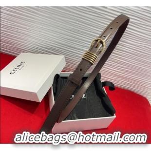 Low Cost Celine Calfskin Leather Belt 2cm with Pin Buckle CE091103 Dark Brown 2025