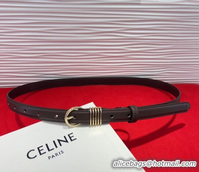 Low Cost Celine Calfskin Leather Belt 2cm with Pin Buckle CE091103 Dark Brown 2025