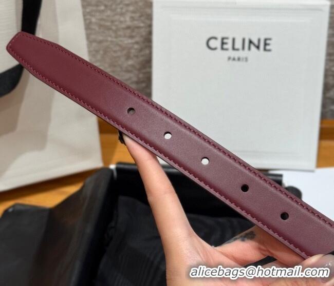 Well Crafted Celine Triomphe Calfskin Leather Belt 2.5cm with Strass CE091104 Burgundy/Pink 2025