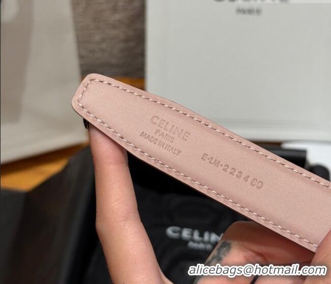 Well Crafted Celine Triomphe Calfskin Leather Belt 2.5cm with Strass CE091104 Burgundy/Pink 2025