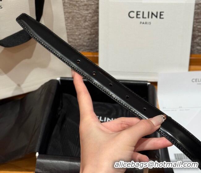 Good Looking Celine Triomphe Calfskin Leather Belt 2.5cm with Strass CE091104 Black/White 2025