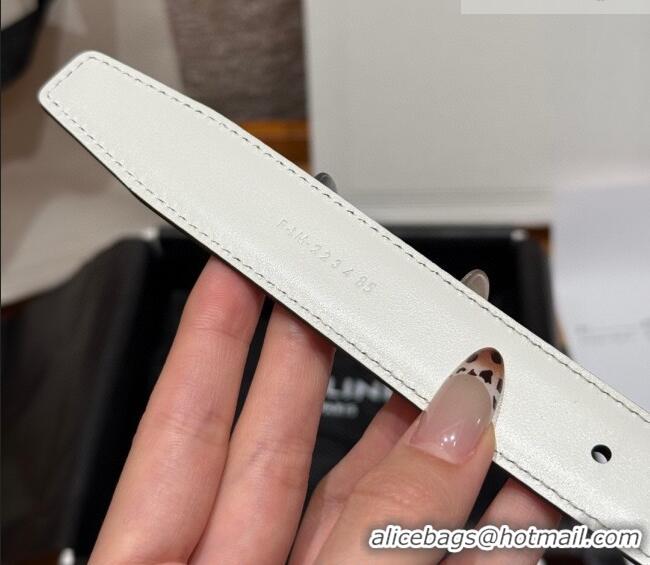 Good Looking Celine Triomphe Calfskin Leather Belt 2.5cm with Strass CE091104 Black/White 2025