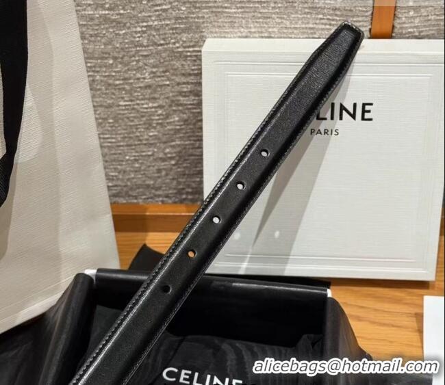 Top Design Celine Shiny Calfskin Belt 2.5cm with Pin Buckle CE091105 Black 2025