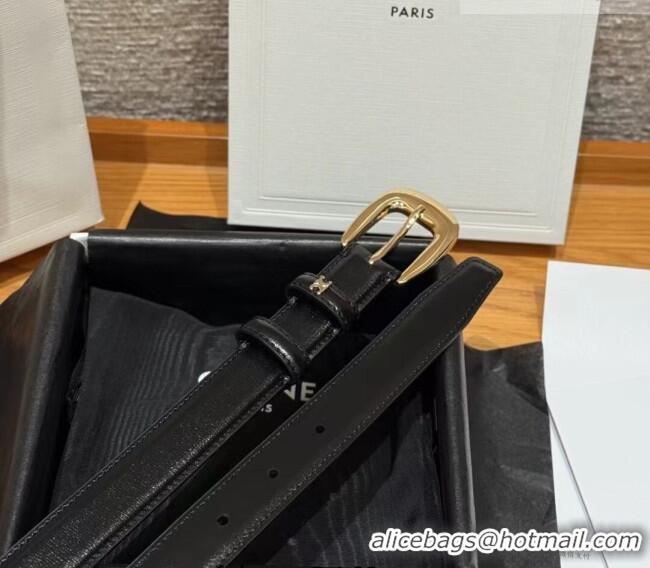 Top Design Celine Shiny Calfskin Belt 2.5cm with Pin Buckle CE091105 Black 2025