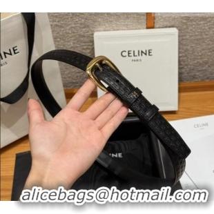Grade Quality Celine Logo Embossed Calfskin Belt 2.5cm with Pin Buckle CE091105 Black 2025