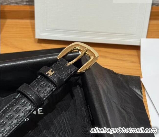 Grade Quality Celine Logo Embossed Calfskin Belt 2.5cm with Pin Buckle CE091105 Black 2025