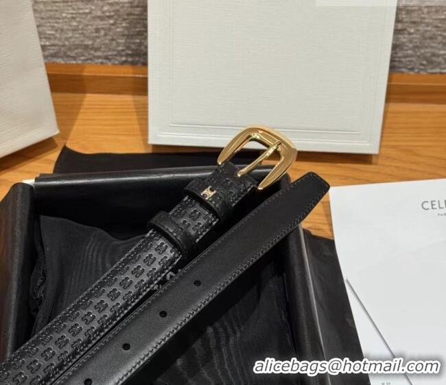 Grade Quality Celine Logo Embossed Calfskin Belt 2.5cm with Pin Buckle CE091105 Black 2025