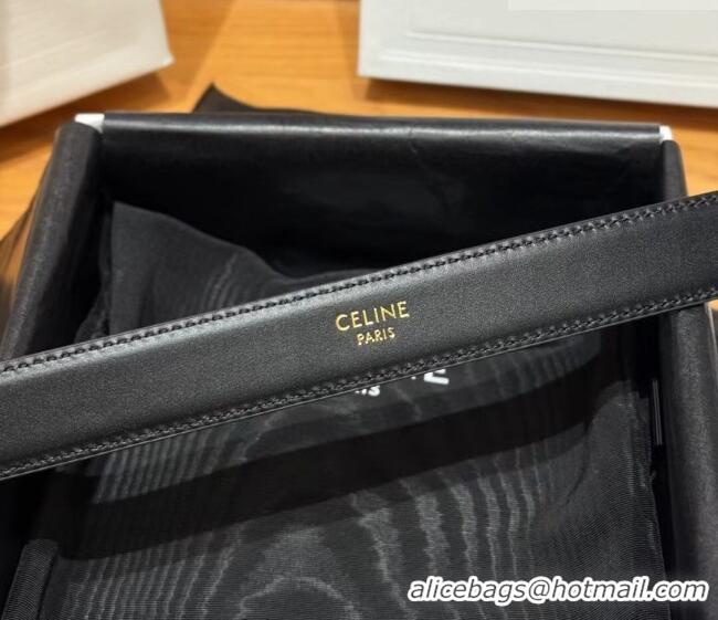 Grade Quality Celine Logo Embossed Calfskin Belt 2.5cm with Pin Buckle CE091105 Black 2025