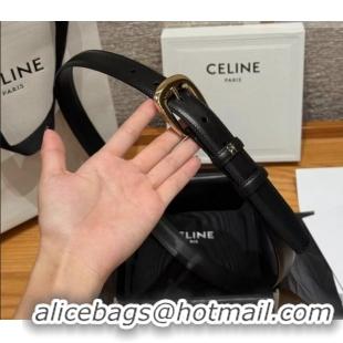 Famous Brand Celine Calfskin Leather Belt 2.5cm with Pin Buckle CE091105 Black 2025