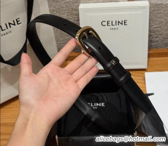 Famous Brand Celine Calfskin Leather Belt 2.5cm with Pin Buckle CE091105 Black 2025