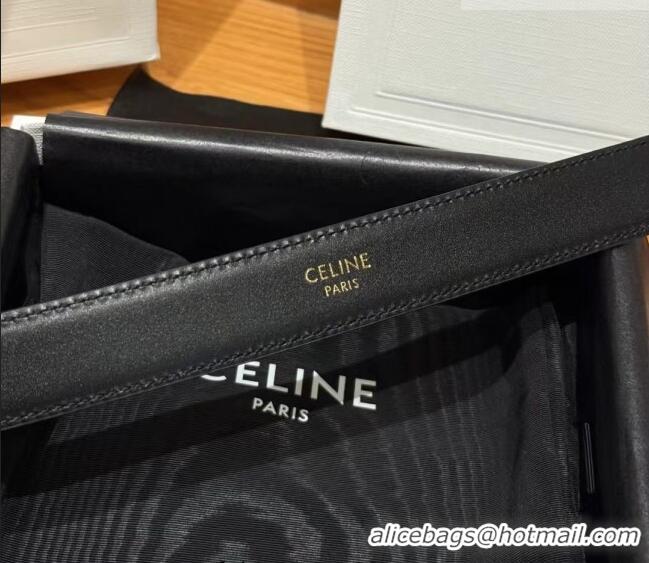 Famous Brand Celine Calfskin Leather Belt 2.5cm with Pin Buckle CE091105 Black 2025