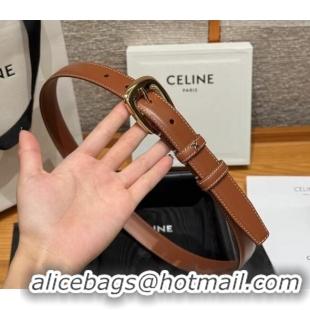 Best Price Celine Calfskin Leather Belt 2.5cm with Pin Buckle CE091105 Brown 2025