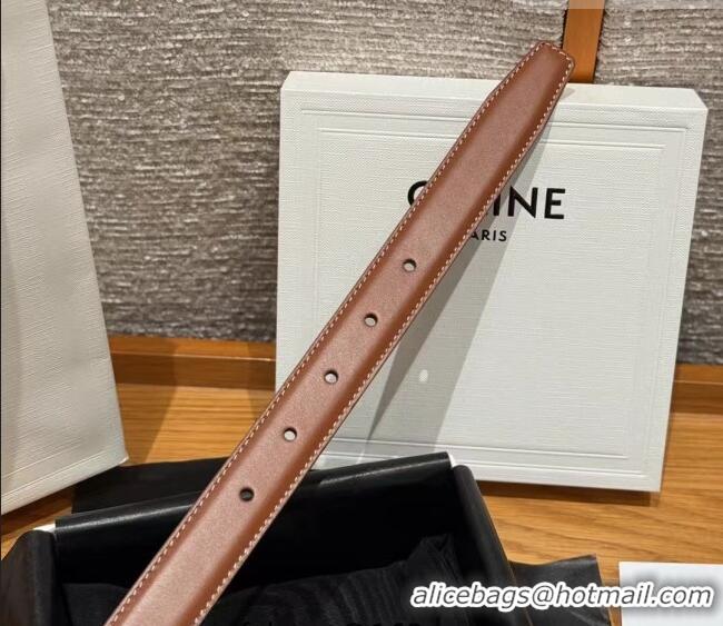Best Price Celine Calfskin Leather Belt 2.5cm with Pin Buckle CE091105 Brown 2025