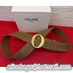 Inexpensive Celine Twin Triomphe Belt 4.5x105cm with Round Buckle in Suede 6018 Taupe 2026