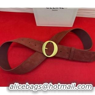 Classic Promotional Celine Twin Triomphe Belt 4.5x105cm with Round Buckle in Suede 6018 Red 2026