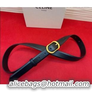 Top Grade Celine Triomphe Medium Belt 2.5cm with Pin Buckle in Calfskin Leather CE031601 Black 2026