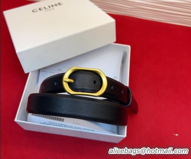 Top Grade Celine Triomphe Medium Belt 2.5cm with Pin Buckle in Calfskin Leather CE031601 Black 2026