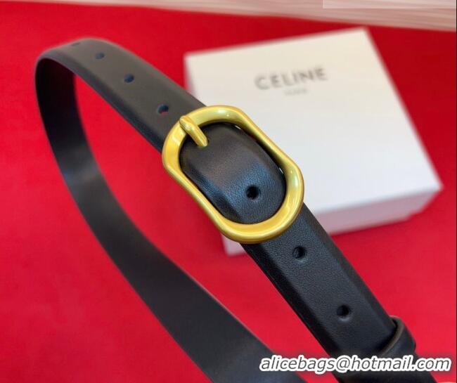 Top Grade Celine Triomphe Medium Belt 2.5cm with Pin Buckle in Calfskin Leather CE031601 Black 2026