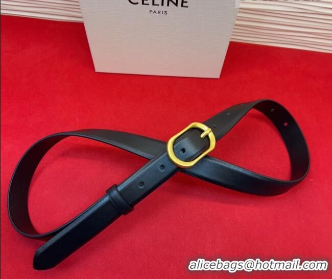 Top Grade Celine Triomphe Medium Belt 2.5cm with Pin Buckle in Calfskin Leather CE031601 Black 2026