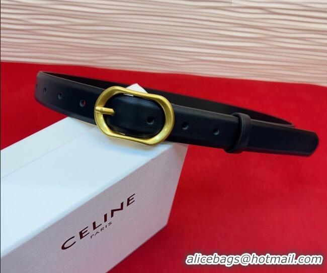 Top Grade Celine Triomphe Medium Belt 2.5cm with Pin Buckle in Calfskin Leather CE031601 Black 2026