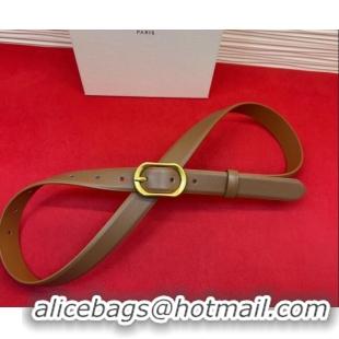 Chic Small Celine Triomphe Medium Belt 2.5cm with Pin Buckle in Calfskin Leather CE031601 Tan Brown 2026
