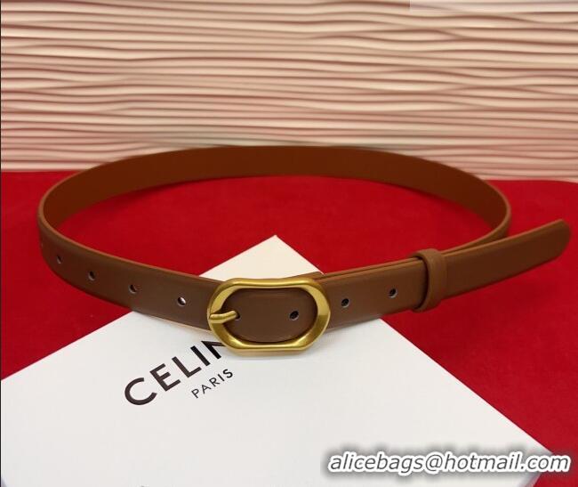 Chic Small Celine Triomphe Medium Belt 2.5cm with Pin Buckle in Calfskin Leather CE031601 Tan Brown 2026