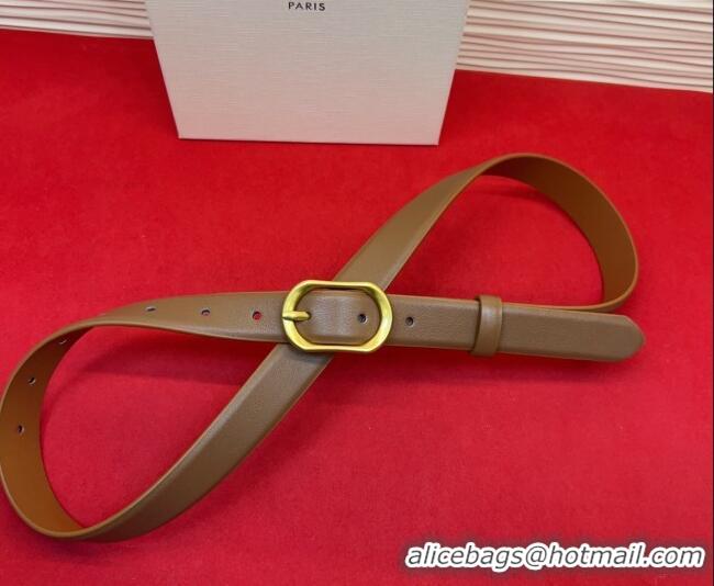 Chic Small Celine Triomphe Medium Belt 2.5cm with Pin Buckle in Calfskin Leather CE031601 Tan Brown 2026
