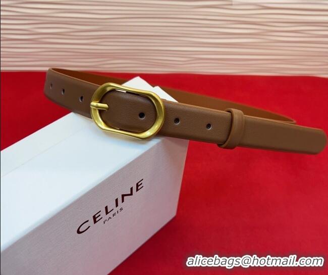 Chic Small Celine Triomphe Medium Belt 2.5cm with Pin Buckle in Calfskin Leather CE031601 Tan Brown 2026